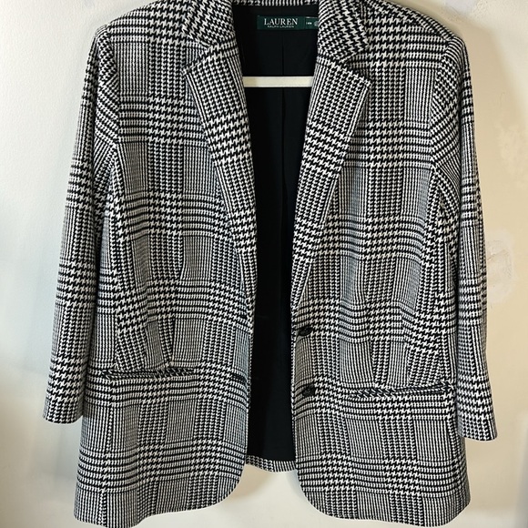 Lauren Ralph Lauren Women’s Houndstooth Heritage Print Blazer Jacket Sz 14w - Picture 2 of 14